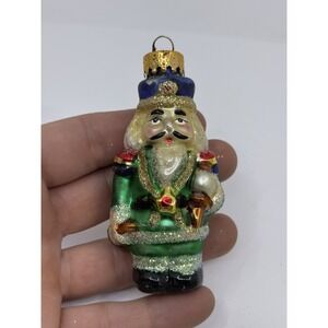 Nutcracker Toy Soldier Hand Crafted Glass Christmas Tree Ornament Read*